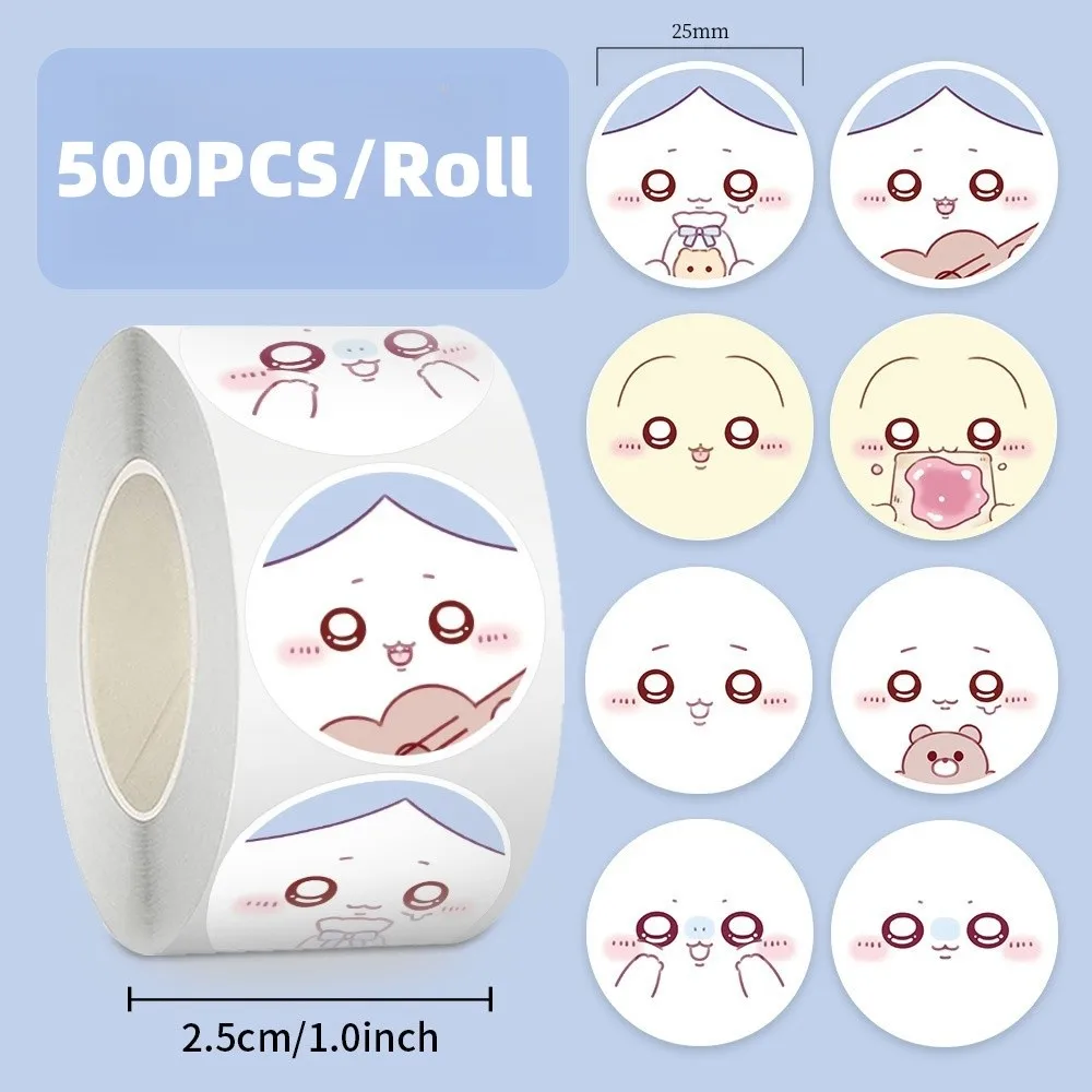 500PCS/Roll Cartoon Cute Expressions Sealing Stickers Roll for Bicycle Hand Account Pencil Case Decals Giajar Sticker Store