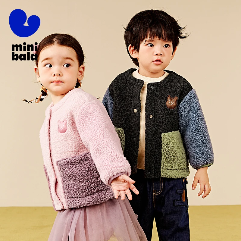 Mini Bala Furry Outerwear for Boys and Girls 2024 New Winter Styles with Double-Sided Furry and Warm Outerwear for Babies