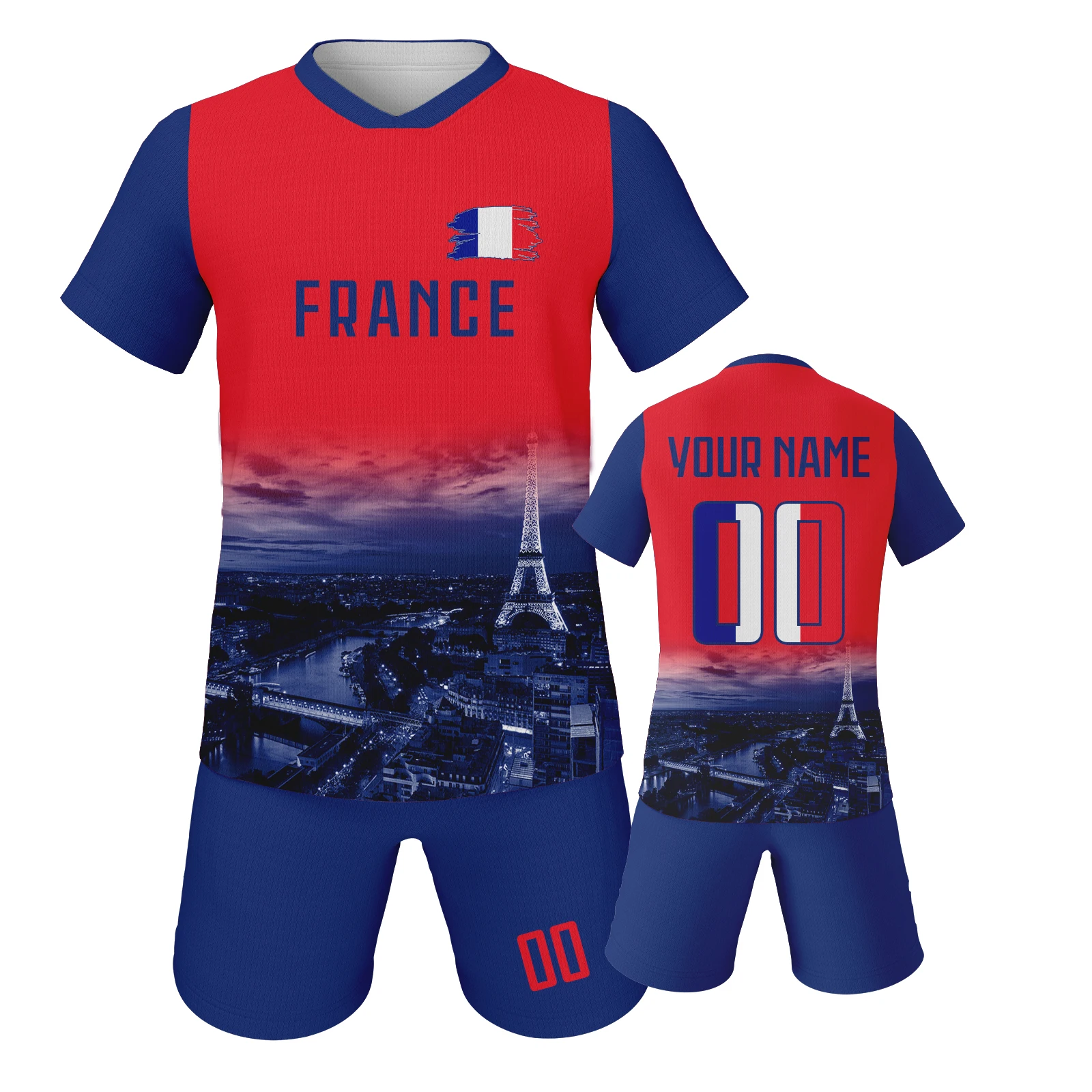 

France Football Jersey For Girl Kids Football Sets College Soccer Athlete Training Uniforms City Edition Free Custom Name number