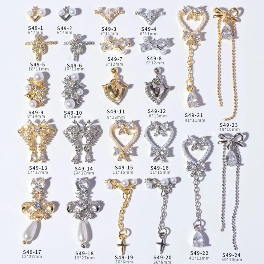 Acessórios borboleta arco coração coração prego zircão jóias liga pingente corrente arco prego strass decorações da arte do prego