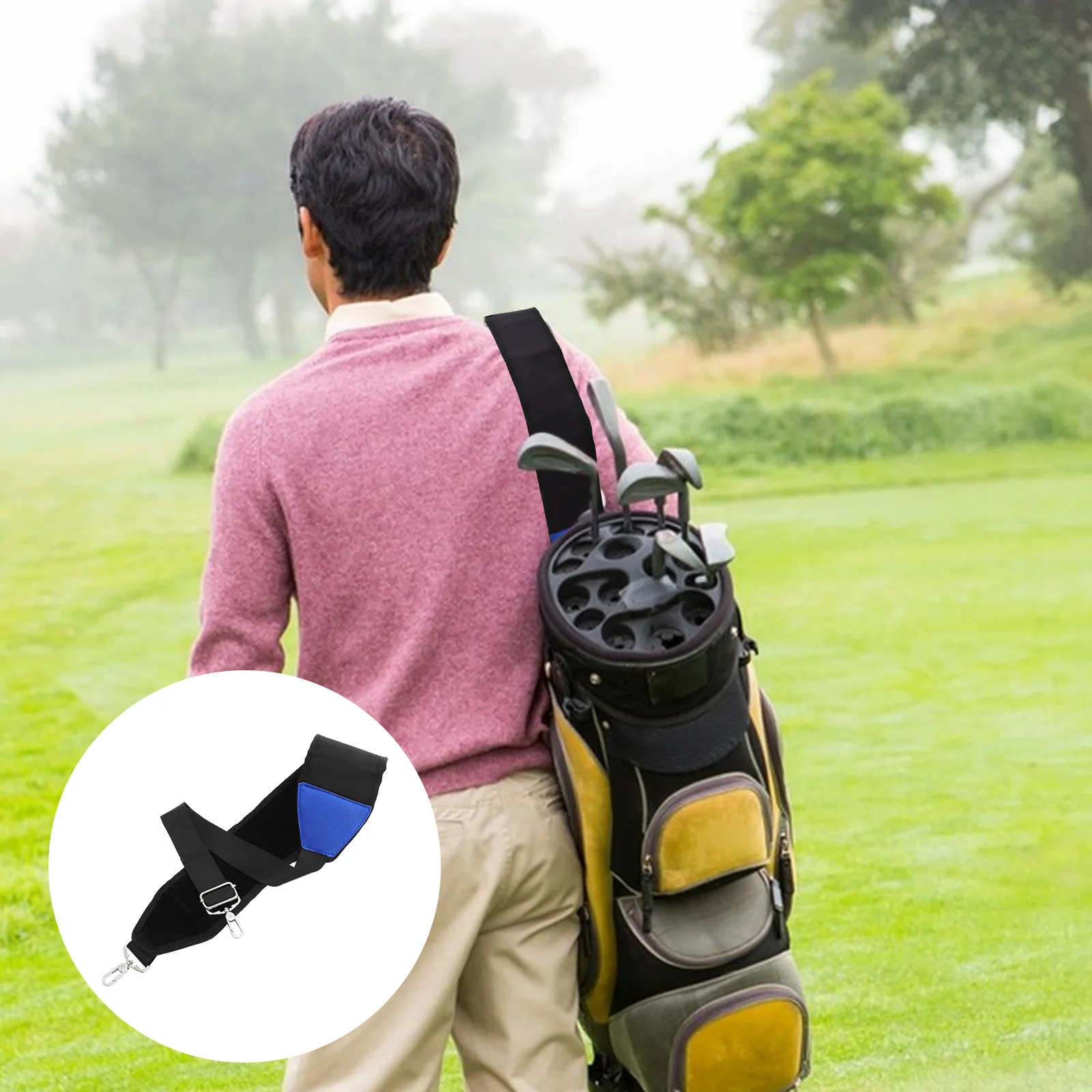 

Golf Bag Shoulder Strap Replacement Padding for Large Bags 29.5 47.2 Inches Black Blue Nylon Durable Carrying Straps Golf