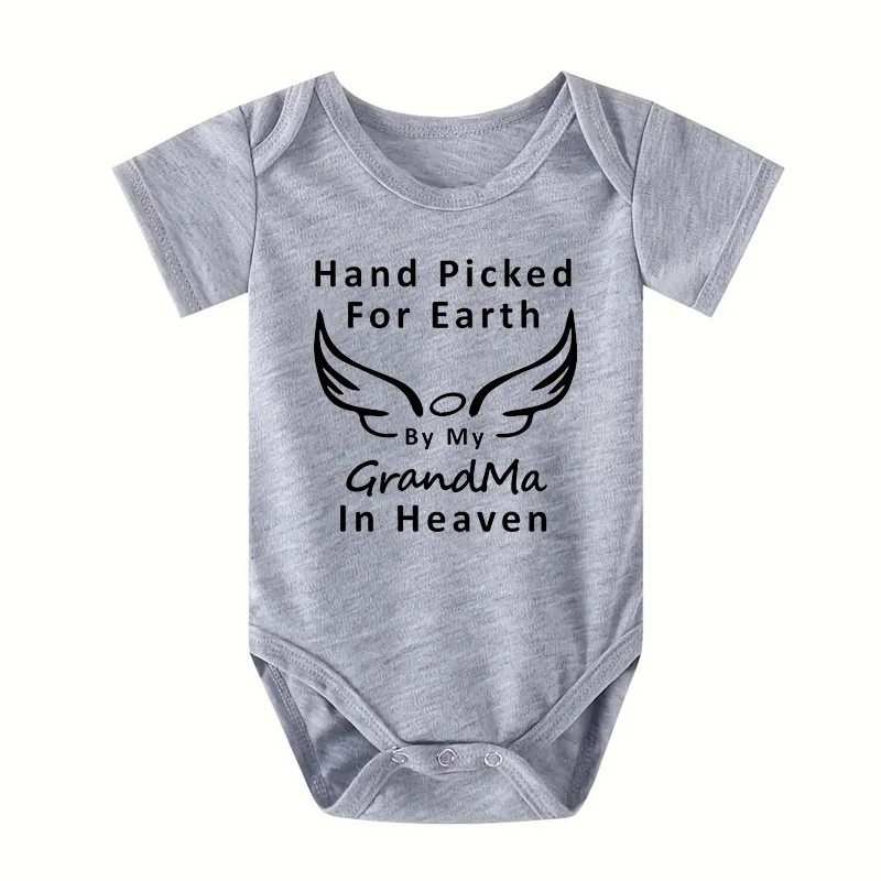 Hand Picked for Earth By My Grandpa/grandma in Heaven Baby Bodysuit Romper Summer Short Sleeve Jumpsuit Onesies - view 5