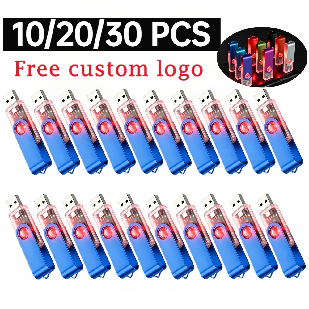 10/20/30pcs USB 2.0 USB Flash Drive Flash Memory Card 32GB Pendrive 64GB USB Stick 4GB 8GB 16GB Memory Stick U Disk Free Custom