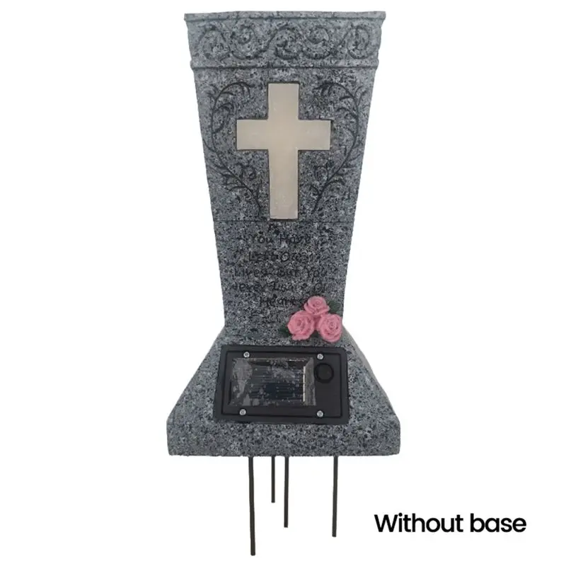 A93E-Crosses Graveyard Flower Pot, Cemetery Vase, Memorial Flower Stand With Spiked Tombstone, Flower Pot Display