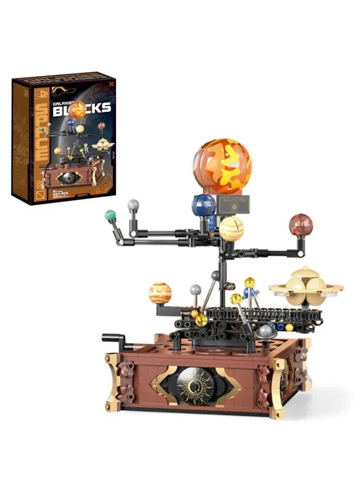697PCS Zonnestelsel Acht Planeten Model Idee Roterende Zon Aarde Bouwstenen met Licht Wetenschap Onderwijs Speelgoed voor Kid Gift
