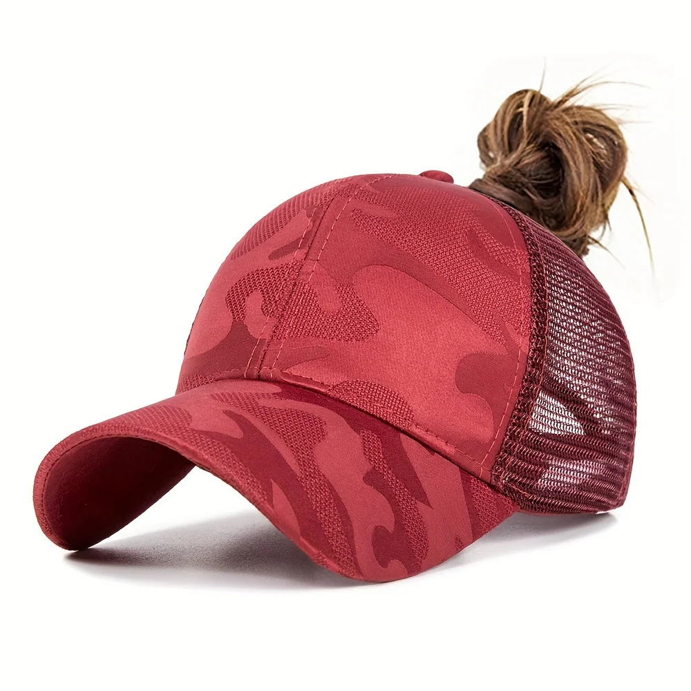 Summer Quick Dry Cap Women Fashion Solid Color Thin Mesh Breathable Sunscreen Baseball Cap Sports Cross Ponytail Cap