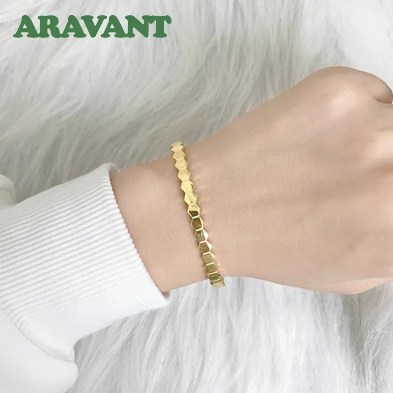 ARAVANT 925 Silber 18K Gold Geometrischer Rhombus-Armreif für Damen Modeschmuck – Detail 3