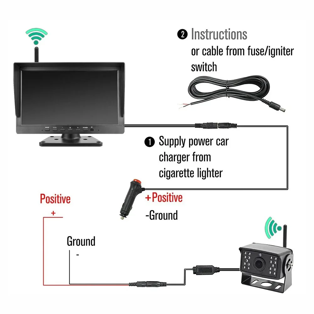 4 CH Recorder 10inch 2.4G Wireless IPS DVR Monitor PZ619-AHD HD Night Vision Camera 1080P Waterproof for Bus Car Truck