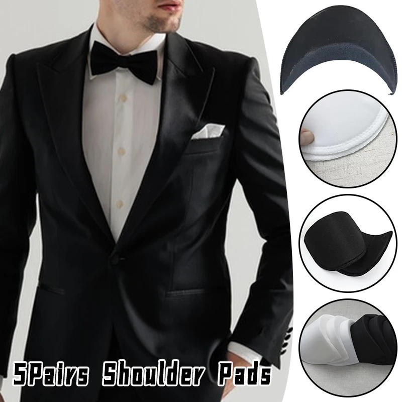 5Pairs Men Blazer Shoulder Pads Jacket Soft Sponge Padded Women Overcoat T-shirt Clothes DIY Apparel Sewing Accessorie 1/1.5/2cm