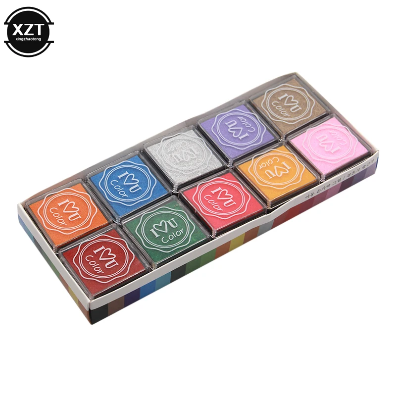 20 Pcs/lot Cute Cartoon DIY Ink Pad Plastic Stamp Fingerpaint Inkpad For Scrapbooking Decoaration 20 Colors