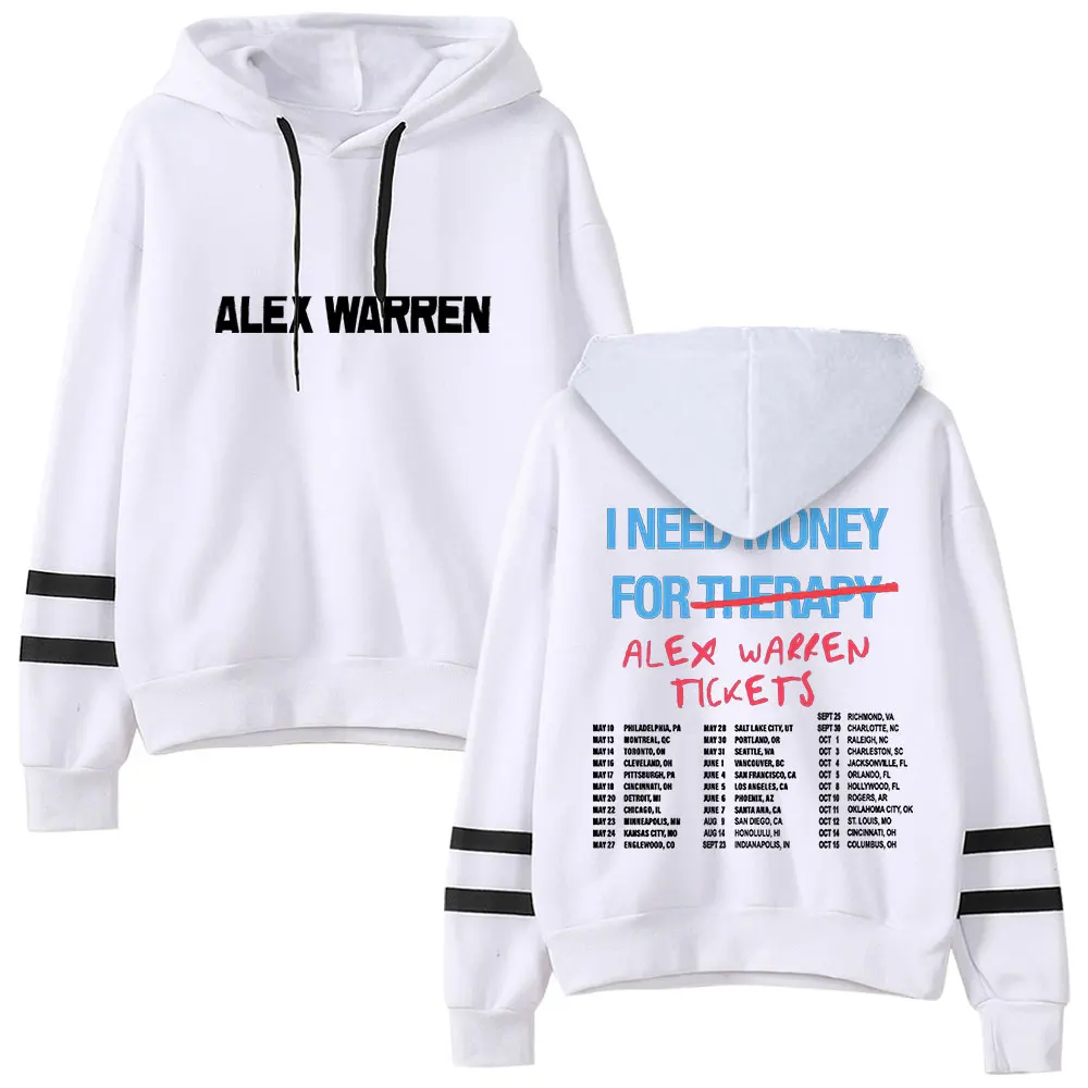 سويت شيرت Alex Warren Tour بدون جيوب وأكمام متوازية وجيب برباط وقلنسوة ملابس خروج فريدة من نوعها