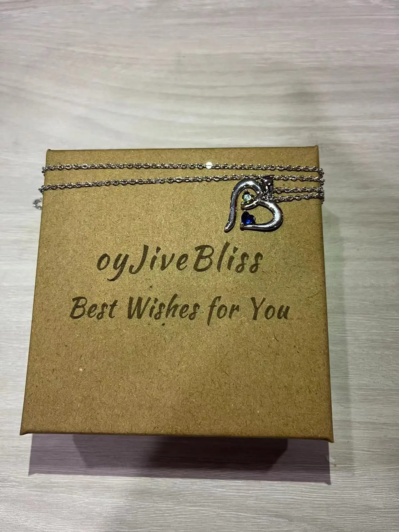 oyJiveBliss Fashion Heart Pendant Necklace with 2 Birthstone Wedding Jewelry Gift for Mother Grandma