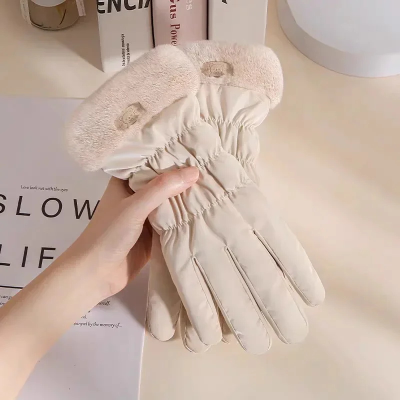 Autumn Winter Outdoor Cycling Skiing Fleece Lined Sports Gloves Unisex Warm Windproof Cold Resistant Thermal Gloves