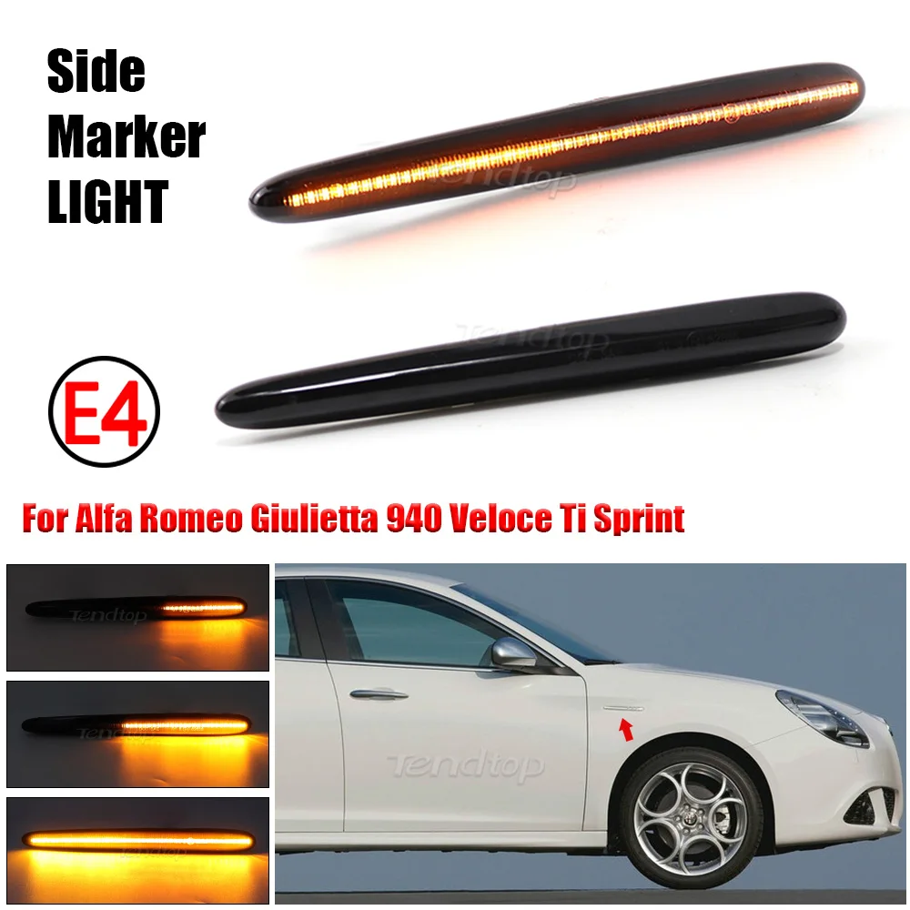 2Pcs Car Dynamic LED Flashing Turn Signal Side Marker Indicator Lamp For Alfa Romeo Giulietta 940 Veloce 2010-2021 Sprint 10-16