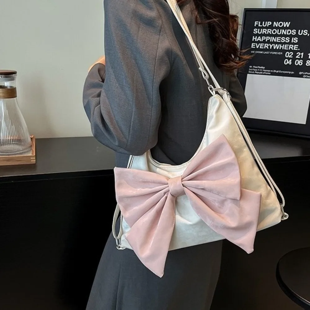 

Retro Sweet Bow Shoulder Bag Multifunctional Y2K Large Capacity Handbag Mommy Bag Commuting PU Backpack Shopping