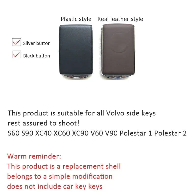 Zinc Alloy Frame Car Key Case Auto Key Key Modification for Volvo XC40 XC60 XC90 S60 S90 V60 V90 Polestar 2 Polesta1 Car Accesso