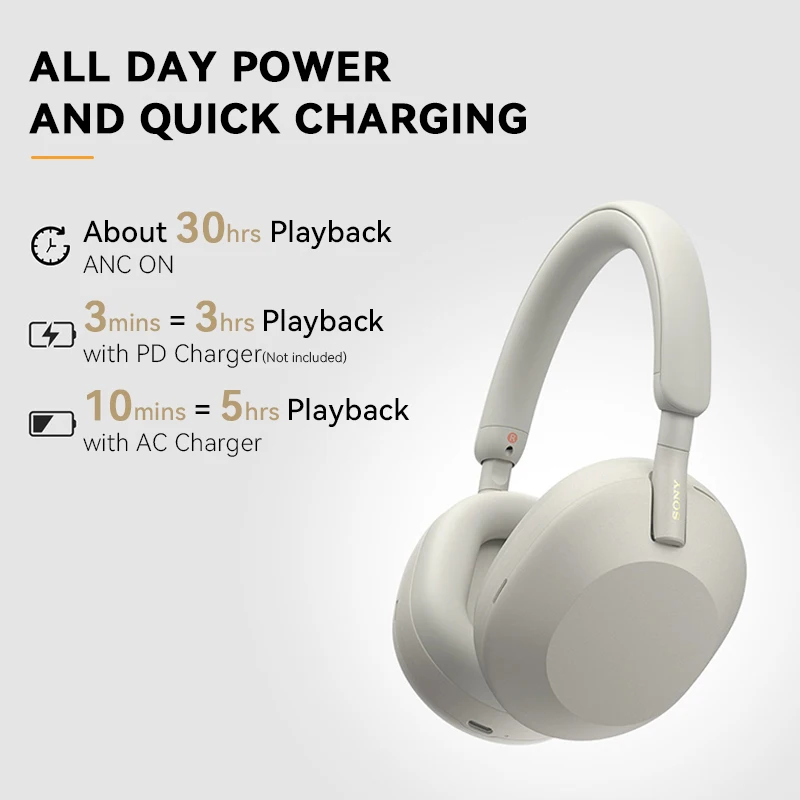 Sony WH 1000XM5 XM5 Active Noise Cancellation Wireless Headphones Bluetooth 5.2 Hi-Res Headsets LDAC AAC Codec