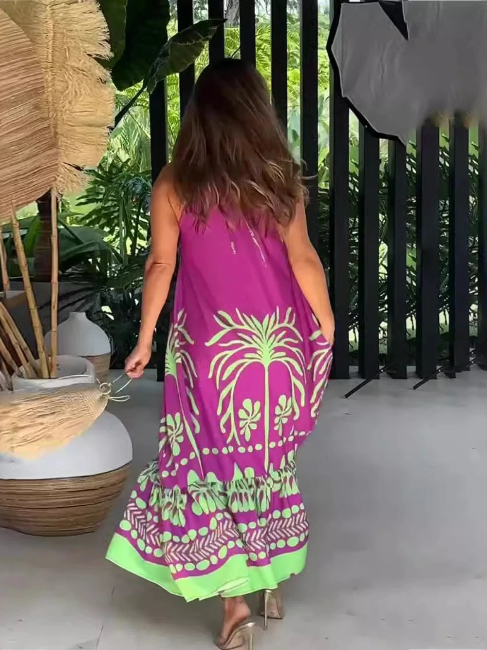 شعبية الشاطئ السفر الربيع الصيف اللباس للنساء فضفاضة كبيرة سوينغ الرسن حزب ثوب شيك الطباعة جديد وصول أكمام ارتداء #3