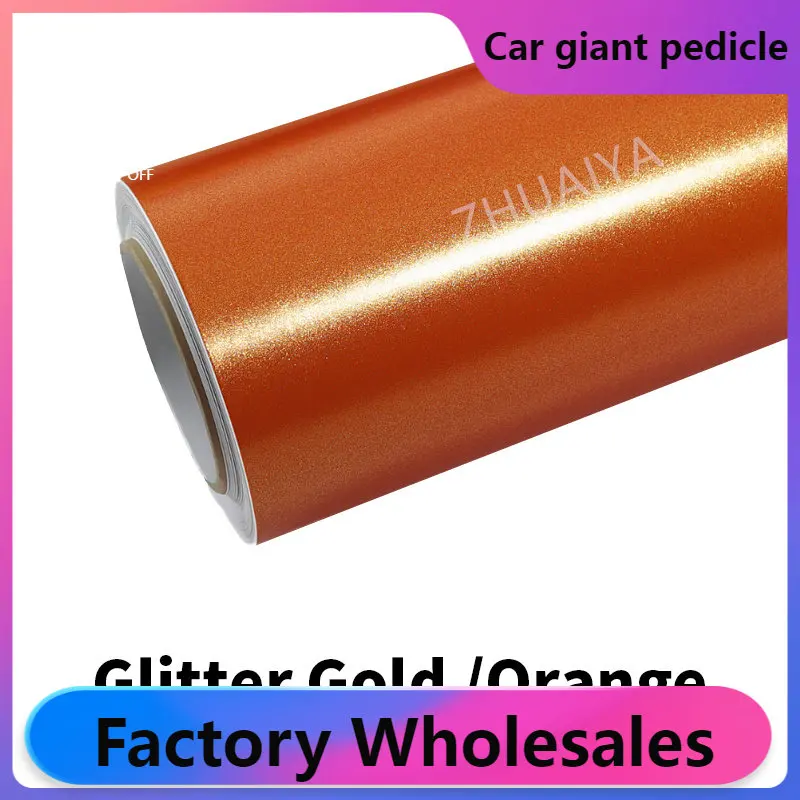 Highest quality Chameleon Glitter Orange Vinyl Wrap film wrapping film bright 152*18m quality Warranty covering film voiture