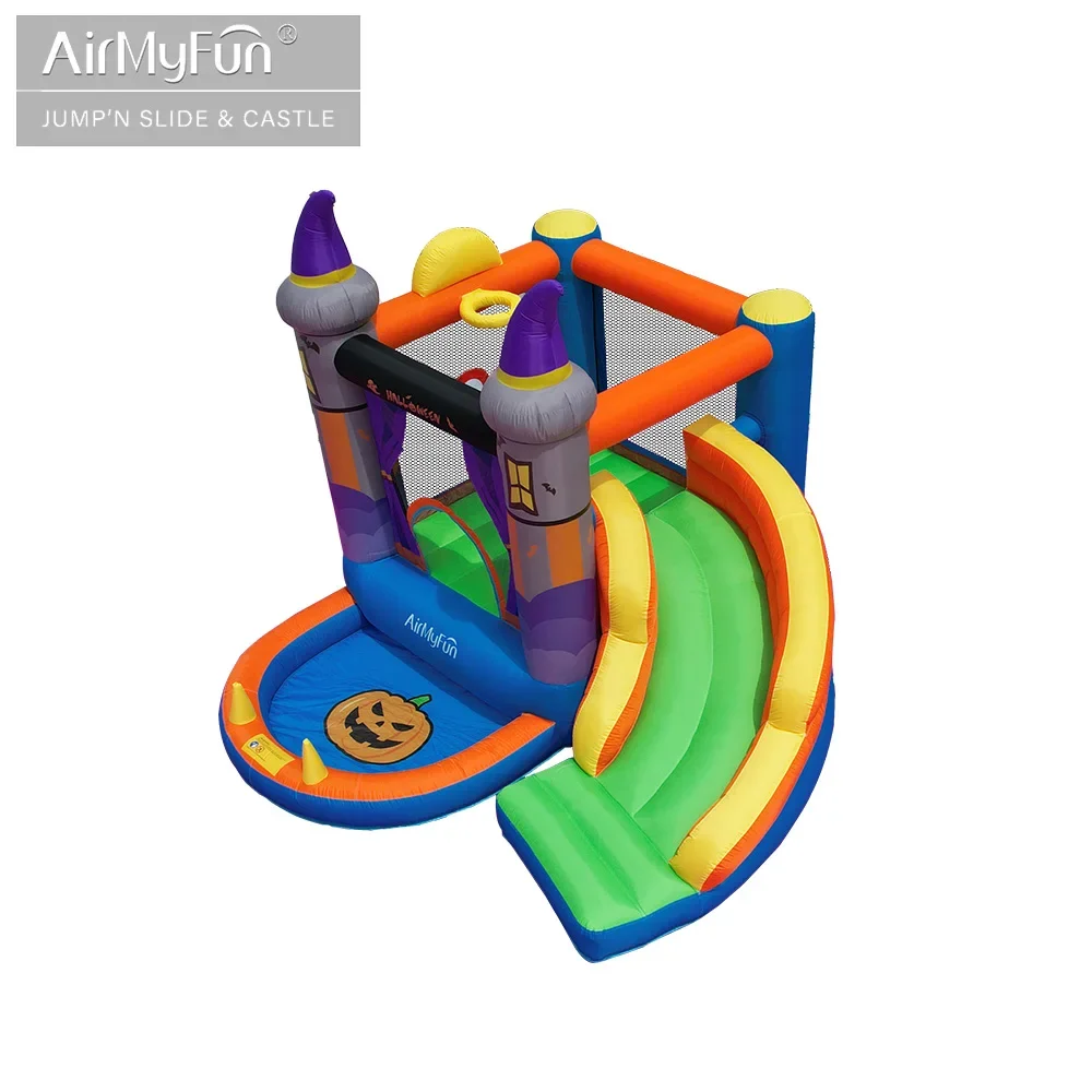 AirMyFun Bounce House Slide Volwassenen en kinderen Opblaasbare Halloween Uitsmijter Bouncy House Springkasteel Voor Party Festival speelgoed