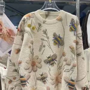 الراقية ثلاثية الأبعاد Daiminds غرزة سترة النساء عارضة محبوك كنزة صوفية الخريف الشتاء التريكو قمم ملابس نسائية أفضل 10 كنزات Lilo Stich مبيعا - No10