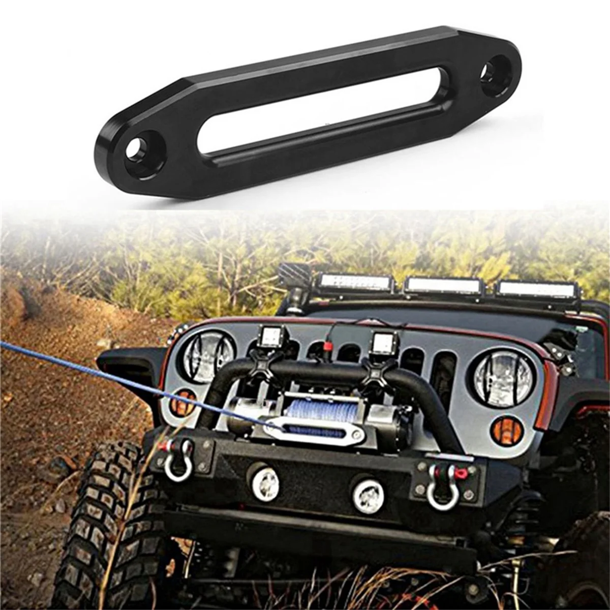 2Pcs 10 Inch 12000 Winch Rope Guide Hawse Aluminum Fairlead for Off Road 4WD Rope Silver Rope Guide Wire Guide Black