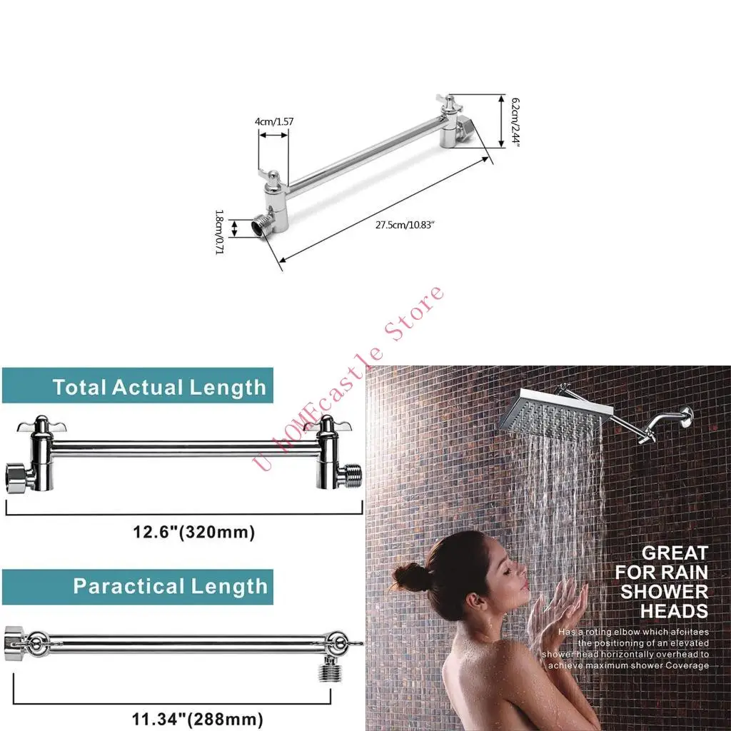 

63HF 11 Inch Adjustable Shower Arm Universal Connection Brass Shower Adjustable Anti-leak Shower Extension Arm