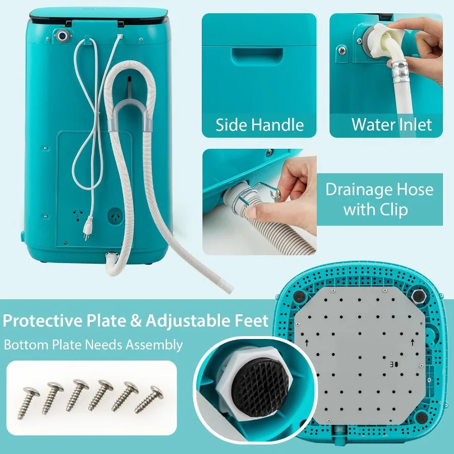 Компактная портативная стиральная машина емкостью 7,7 фунта и комбинированный спиннер для стиральной машины «все в одном» с сливным насосом 0,78 куб. фута для стирки