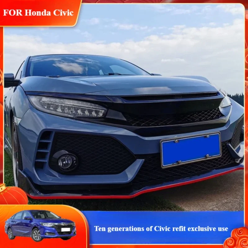 FOR Ten generations of Civic modified in the new Civic special TR paint piano black front bar kit Black Knight