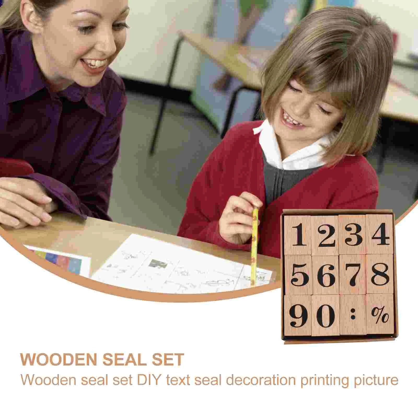 Wooden Stamp Set Stamping Envelope Stamps DIY Planner Numbers Scrapbook Seal Calendar Arabic Numerals Rubber Craft