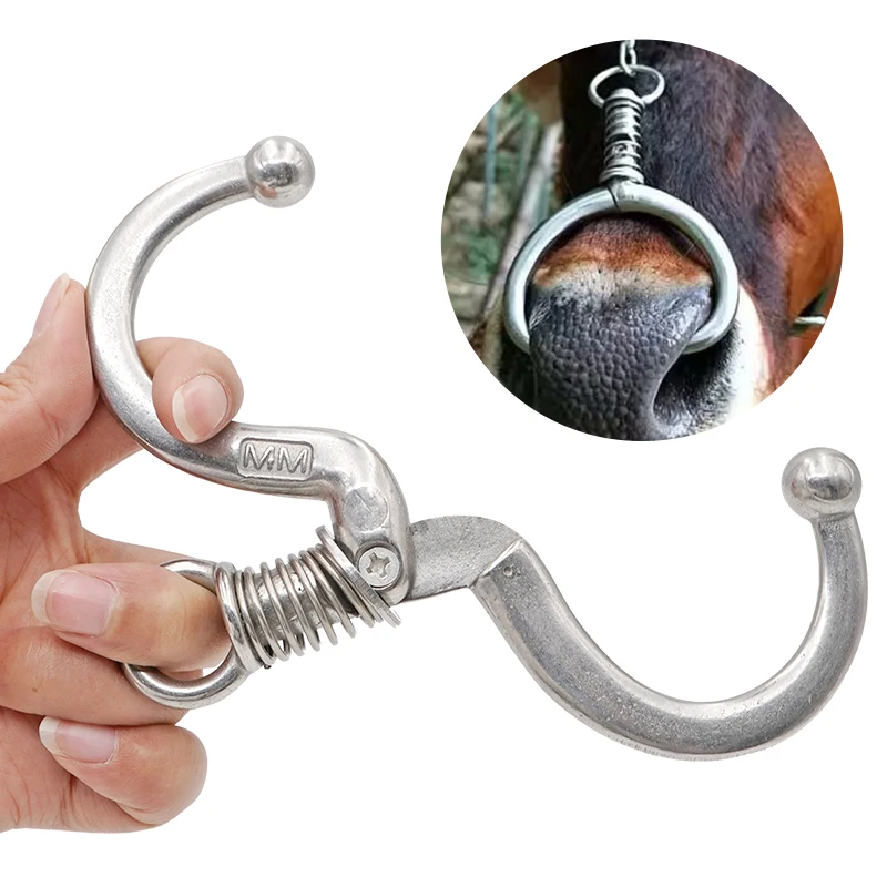 1Pc Livestock Cattle Nose Rings Stainless Steel Cattle Nose Clamp Bull Cow Spring Nose Farm Animal Supplies Cattle Nose Rings