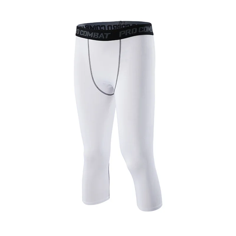 Calças justas dos homens de compressão Esportes Basquete Correndo Leggings 3/4 Comprimento Vestuário De Treinamento Sportswear Para Homens Calça Ginásio Fitness