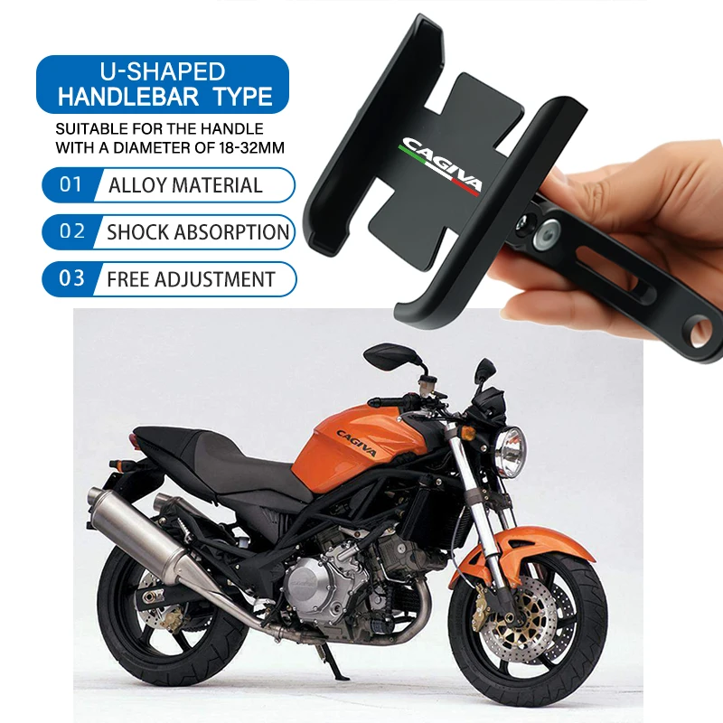 

Motorcycle Phone Holder 360° Rotation Aluminum Alloy Bracket Handlebar Mount For Cagiva Canyon 500 600 Mito 125 SP525 Planet 125
