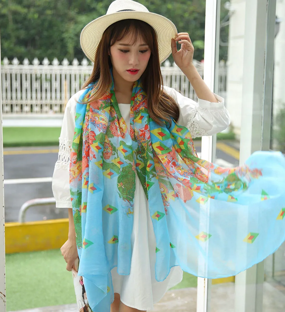 

1PCS Spring And Autumn Beach Scarf For Lady Girls Long Sun Protection Beach Scarves Women's Cotton Hemp Balinese Gauze Shawl