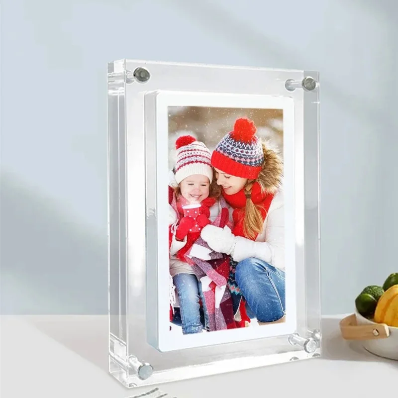 

Cutttest gift acrylic Digital Photo Frame 5 inch 1000mAh vertical display IPS screen 2G Porta retrito Digital Memory Battery