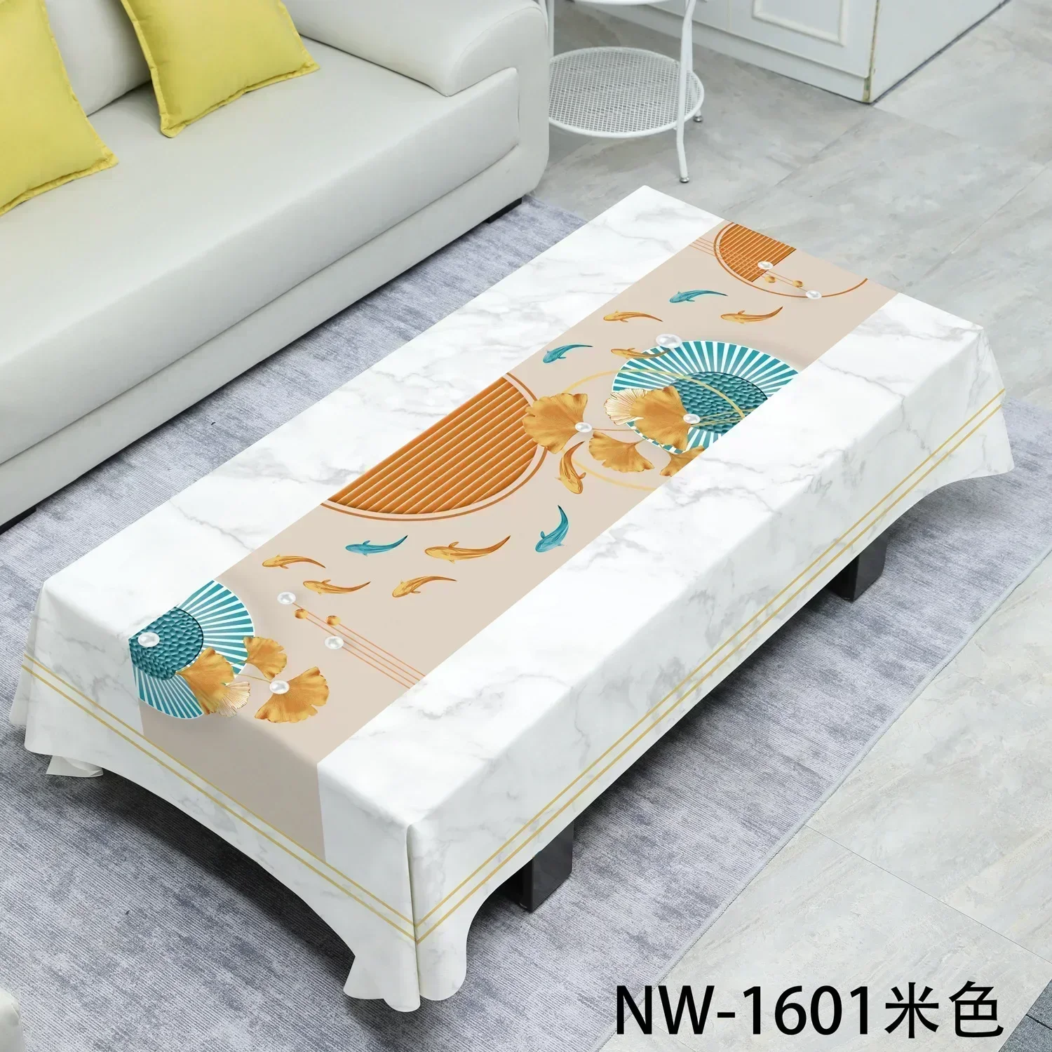 

Non-slip oil-proof high-end living room tea no-wash booth waterproof rectangular table cloth golden68