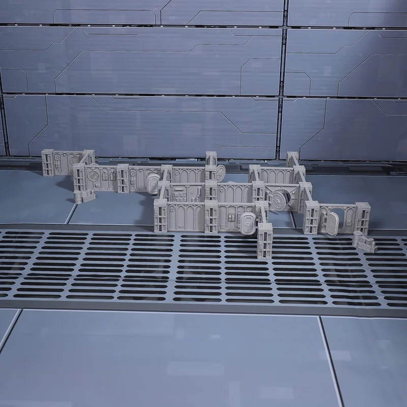 Sci-Fi Walls Defensive Terrain Set, Modular DIY Building Kit For RPG Tabletop Games