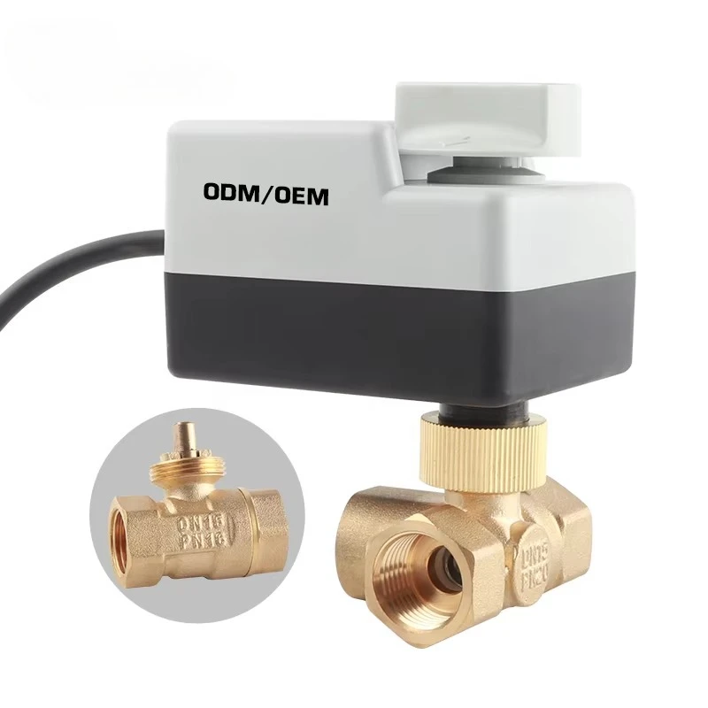 3 Way Motorized Valve Brass Ss304 Mini Electric Actuator Water Control Valve 24v 110v 220v DN15 DN20 DN25