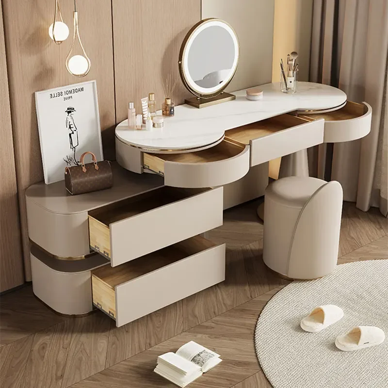 Modern Organizer Dressing Table Makeup Stool Chair Drawer Shelf Desk Dressers Organizer Bedroom Furniture