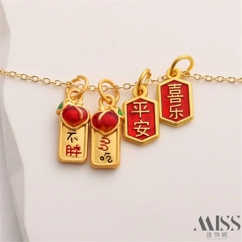 Gold Eat More Don't Get Fat Safe and Joyful Pendant DIY Handmade Bracelet Necklace Earrings Earhooks Pendant Accessories