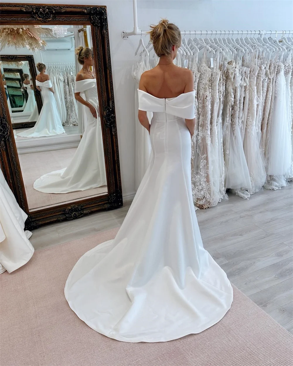 Robe de mariée élégante sans bretelles, robe de mariée formelle simple, hors de l'initiative fibrpleat, fente haute, longueur au sol, robe de mariée vintage