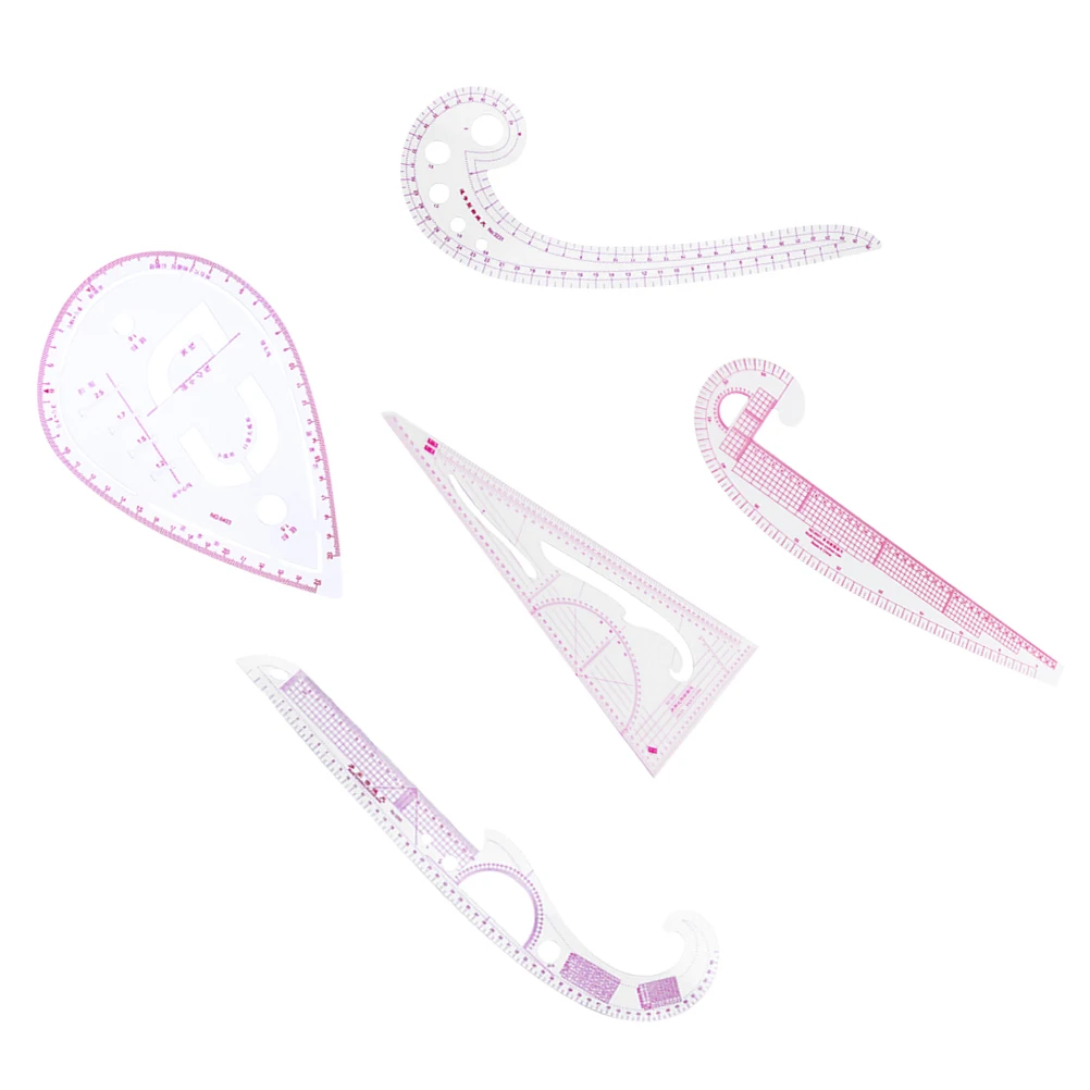 5pcs Multifunctional Cutting Ruler Set High Accuracy Tailor Rulers Durable Sewing Tools For Garment Design Clothing Measuring