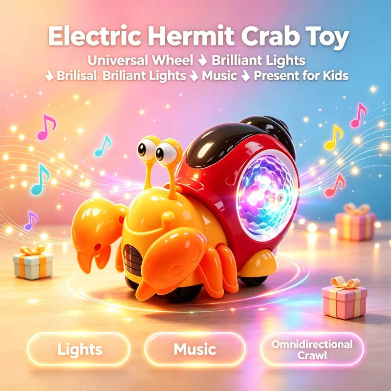 Children Gift Electric Hermit Crab Toy Equipped With Universal Wheels Dynamic Lights And Music