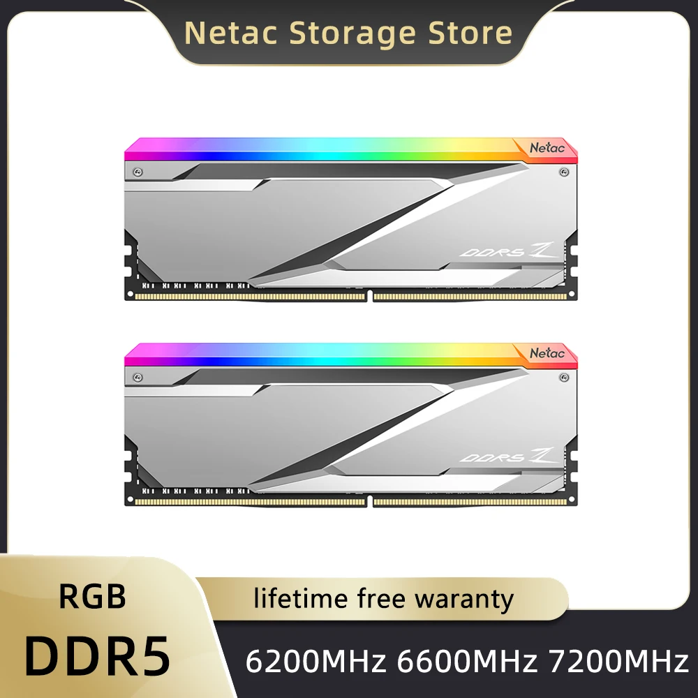 Netac DDR5 Memoria Ram 7200mhz 6600mhz 6200mhz Ram Memory 32GB 16GBx2 RGB XMP3.0 Heatsink Dual Channel for Motherboard Desktop