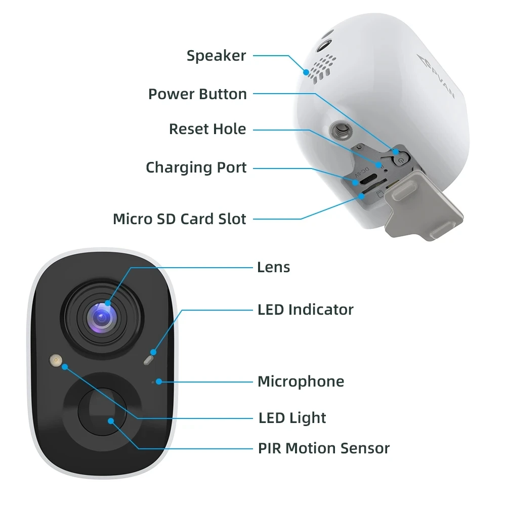 CPVAN-impermeável ao ar livre AI Smart IP Camera, câmera de vigilância CCTV sem fio, visão noturna, monitoramento de vídeo, HD 1080p, 2.4G, WiFi