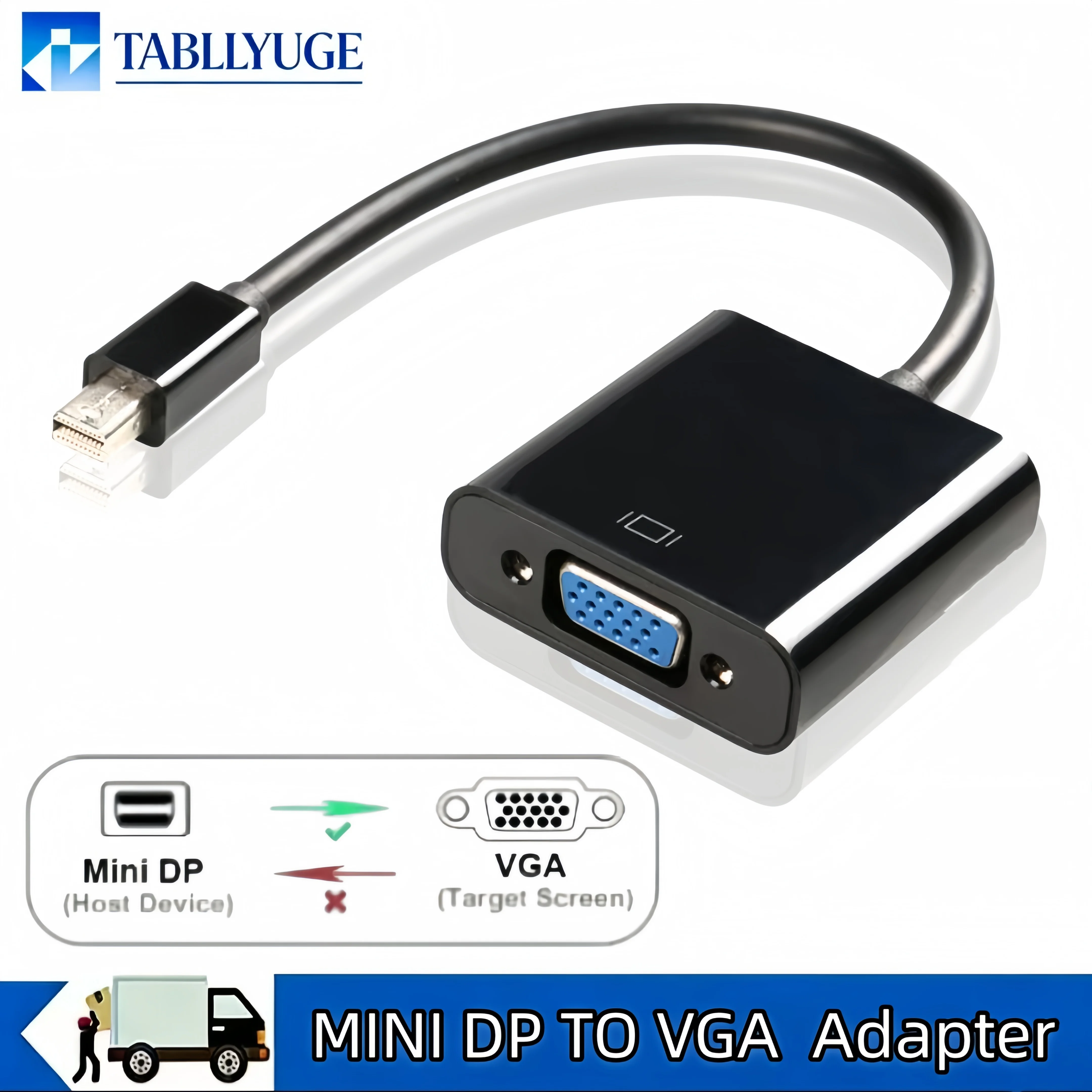Mini DP to VGA Converter Suitable for Apple and Lenovo Computers Mini DP Adapter Cable for Connecting Monitors