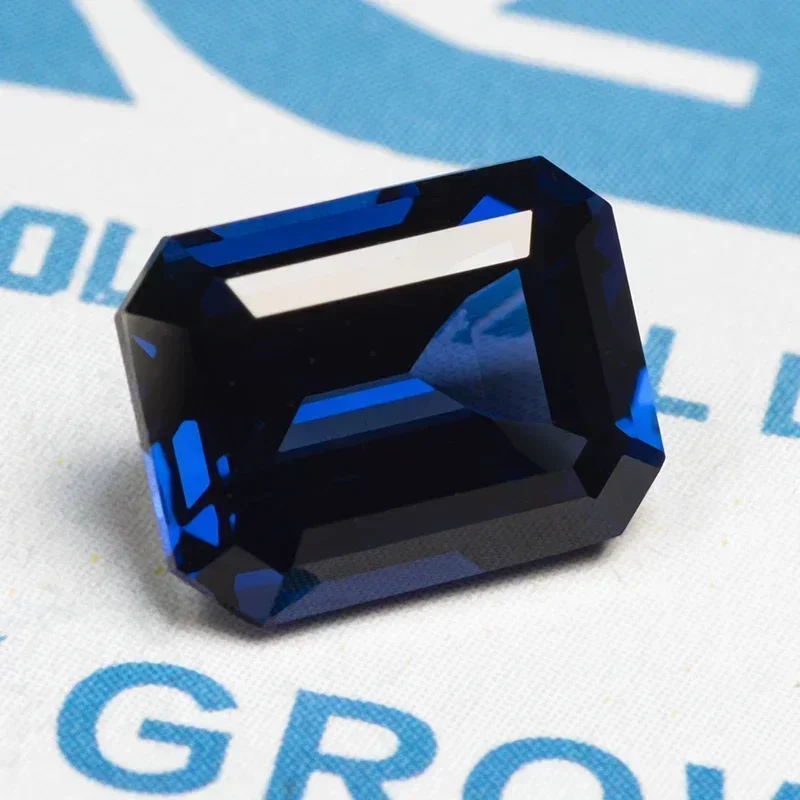 

Lab Grown Sapphire Royal Blue Emerald Cut Loose Gemstone for Charms DIY Jewelry Making for Pandora for Tiffany for AGL