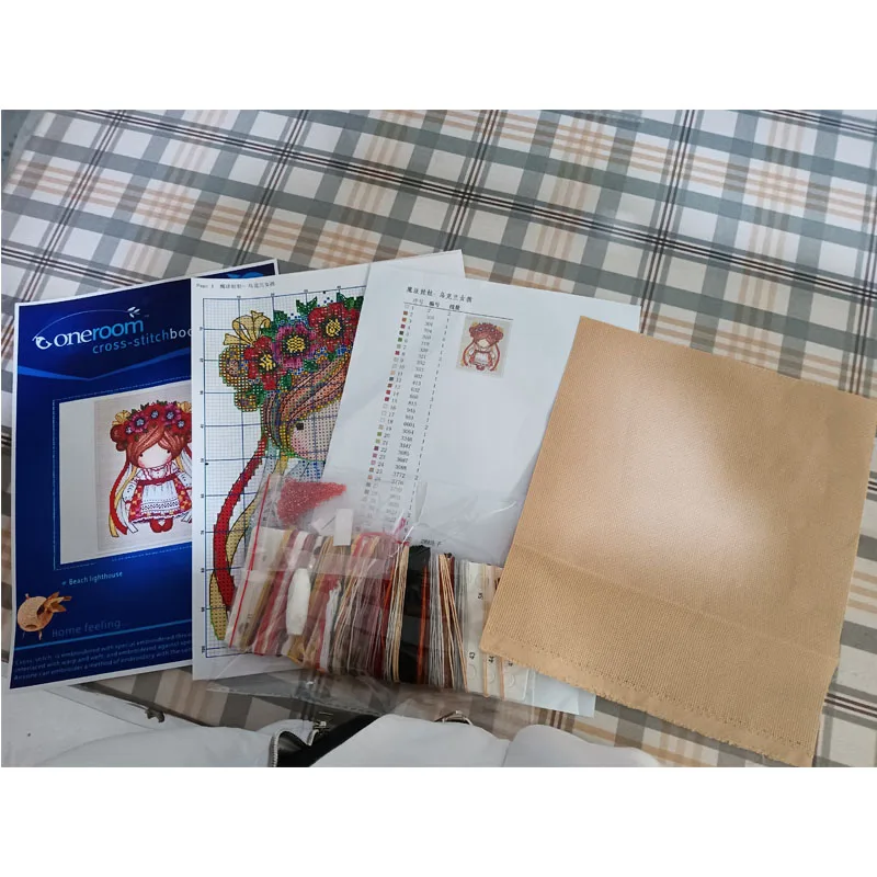 Counted Cross Stitch Kit Geisha With Fan Sakura Flower Chinese Lady Woman Russian christmas  Cross stitch set