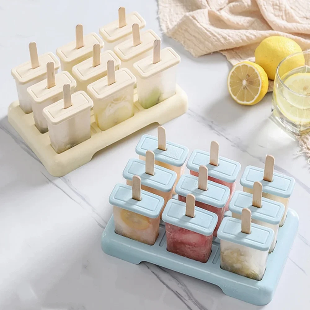 9/4hole Ice Cream Maker Plastic Homemade Ice Box DIY Ice-lolly Mold Kitchen Popsicle Making Gadgets Custom Ice Cube Machine