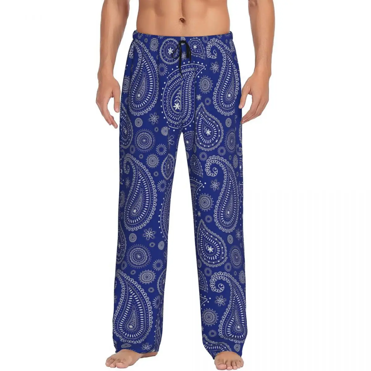 

Custom Paisley Pajama Pants for Men Floral Pattern Lounge Sleep Drawstring Sleepwear Bottoms with Pockets